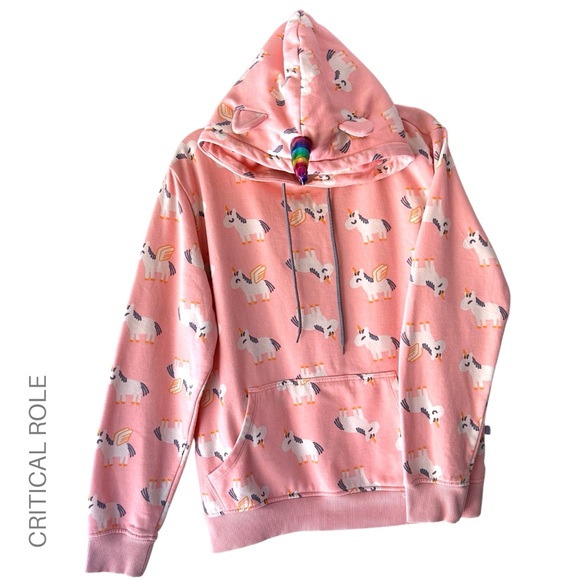 CRITICAL ROLE | JESTER UNICORN HOODIE SWEATSHIRT MIGHTY VIBES PINK | LARGE - Picture 1 of 11